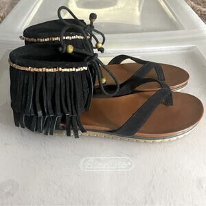 MIA Fringe Sandals NEW Women’s Black Size 7